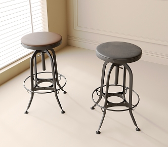 French Bar Chair High Stool 3d model