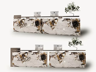 Marble Front Desk Reception Desk Modern Information Desk Hotel Service Reception Desk Front Desk 3d model