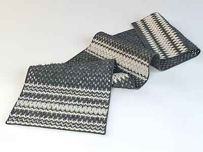 Gray And White Woven Scarf With Zigzag Stripes Design Soft Knitted Texture For Winter Accessory 3d model
