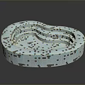Heart Shaped Swimming Pool With Blue And Black Mosaic Tiles Design