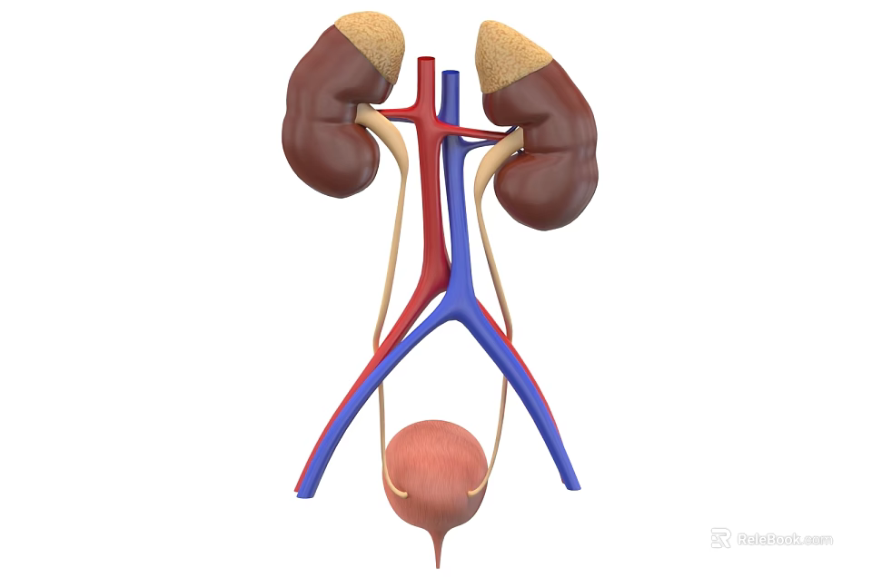 Pelvic Organs 3D Anatomical Structure With Kidneys Ureters Bladder And Blood Vessels 3d model 