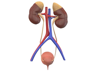 Pelvic Organs 3D Anatomical Structure With Kidneys Ureters Bladder And Blood Vessels 3d model