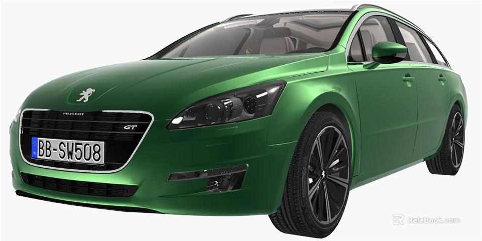 Green Modern GT Car Featuring Sleek Design And Black Alloy Wheels 3d model 