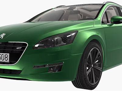 Green Modern GT Car Featuring Sleek Design And Black Alloy Wheels 3d model