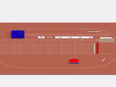 Athletics Track Layout With Lane Lines Start Finish Markers And Colored Zones 3d model