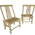 Single Bamboo Chair Featuring Natural Material Handcrafted Structure And Simple Design 3d model