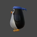 Cute Penguin Game Animated Movie Character With Blue Hat Orange Beak And Feet