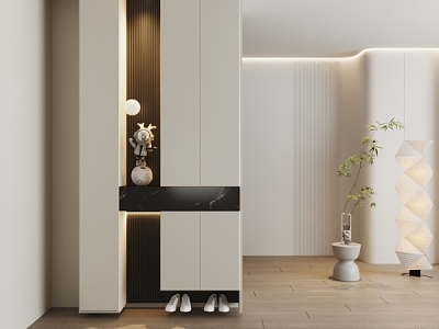 Light Luxury Italian Entrance Shoe Cabinet 3d model