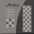 Minotli Wall Mounted Partition With Circular Hole And Square Grid Design 3d model