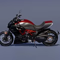 Modern Black And Red Motorcycle With Sleek Design And Leather Seat