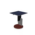 Modern Side Table with Blue Square Top Black and White Frame and Red Circular Base 3d model