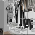 Modern Organized Wardrobe With White Shelves Transparent Storage Boxes And Hanging Clothes