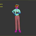 3D Character Wearing White Shirt Tie And Gray Pants Holding Blue Book Standing