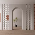 Cement brick component net red brick partition 3d model