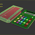 Dark Blue Office Calculator With Colorful Buttons Display Screen And Protective Case