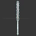 Wooden Spiked Mace Weapon Featuring Metal Spikes And Carved Handle Design