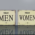 Vintage Toilet Swing Door With Men Women Signs And Rustic Design