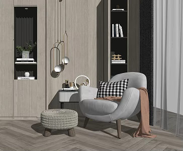 Nordic Single Sofa Fashion Casual Sofa Combination 3d model
