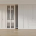 White Wardrobe With Modern Design Glass Doors And Drawers For Bedroom Storage