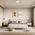 Modern Bedroom Interior With Comfortable Bed Nightstands And Decorative Wall Art