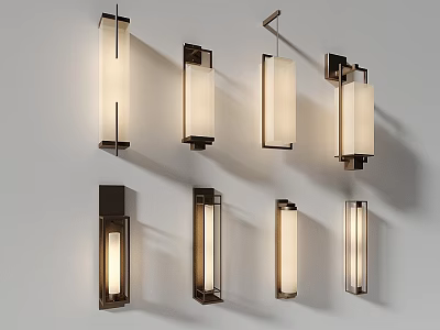 Contemporary Wall Sconces With Multiple Designs Illuminating White Wall In Stylish Home Decor 3d model