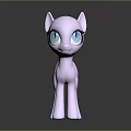 Purple Cartoon Pony Toy With Big Blue Eyes Purple Spots On Shiny Black Background