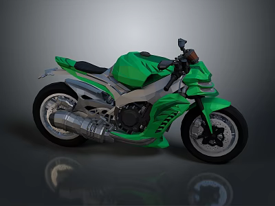 Green Sporty Motorcycle With Modern Sleek Design Black Seat And Silver Alloy Wheels 3d model