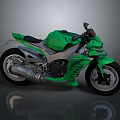 Green Sporty Motorcycle With Modern Sleek Design Black Seat And Silver Alloy Wheels