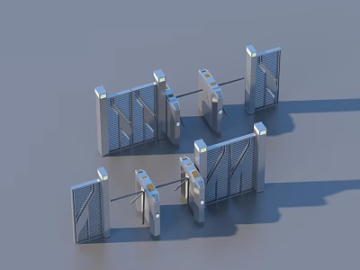 Different Types of Modern Turnstiles and Access Control Gates with Metal Construction for Security Entry 3d model