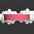 Colorful Rainbow Shaped Decorative Ornament Set With White Clouds And Black Background Reflection