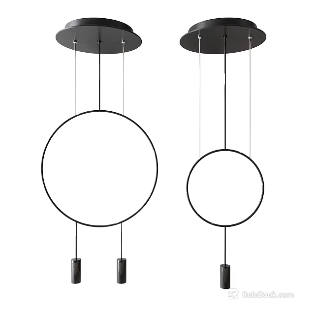 Modern Circular Black Frame Hanging Pendant Lights For Home Interior 3d model 