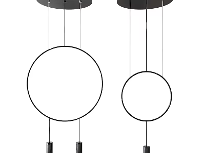 Modern Circular Black Frame Hanging Pendant Lights For Home Interior 3d model