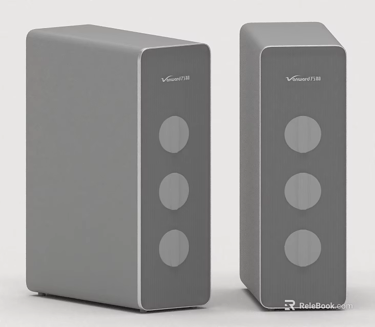 Two Gray Victory Speakers With Three Circular Elements For Home Daily Use 3d model