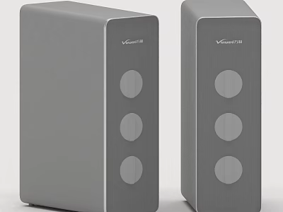 Two Gray Victory Speakers With Three Circular Elements For Home Daily Use 3d model
