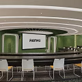 Modern Conference Room With Green Walls Long Table Large Screen REMAX Logo And White Chairs