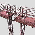 Durable Dual Industrial Metal Platforms with Safety Railings and Ladder Structures