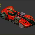 Red Sports Car With Streamlined Design Black Stripe Open Cockpit And Silver Accents