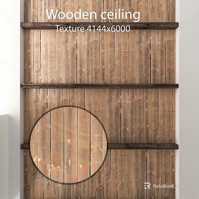 Wooden Wall Components With Horizontal Planks Shelves And Circular Panel 3d model 