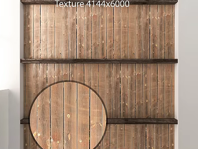 Wooden Wall Components With Horizontal Planks Shelves And Circular Panel 3d model