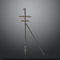 Utility Pole Structure With Crossarm Insulators And Guy Wire Support
