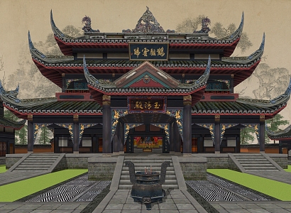 Temple Buddha Hall 3d model