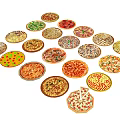 Assorted Colorful Pizzas Displayed in Circular Arrangement With Various Toppings And Crusts