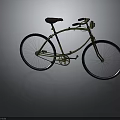 Vintage Classic Bicycle with Brown Leather Seat Golden Frame Black Tires and Headlight