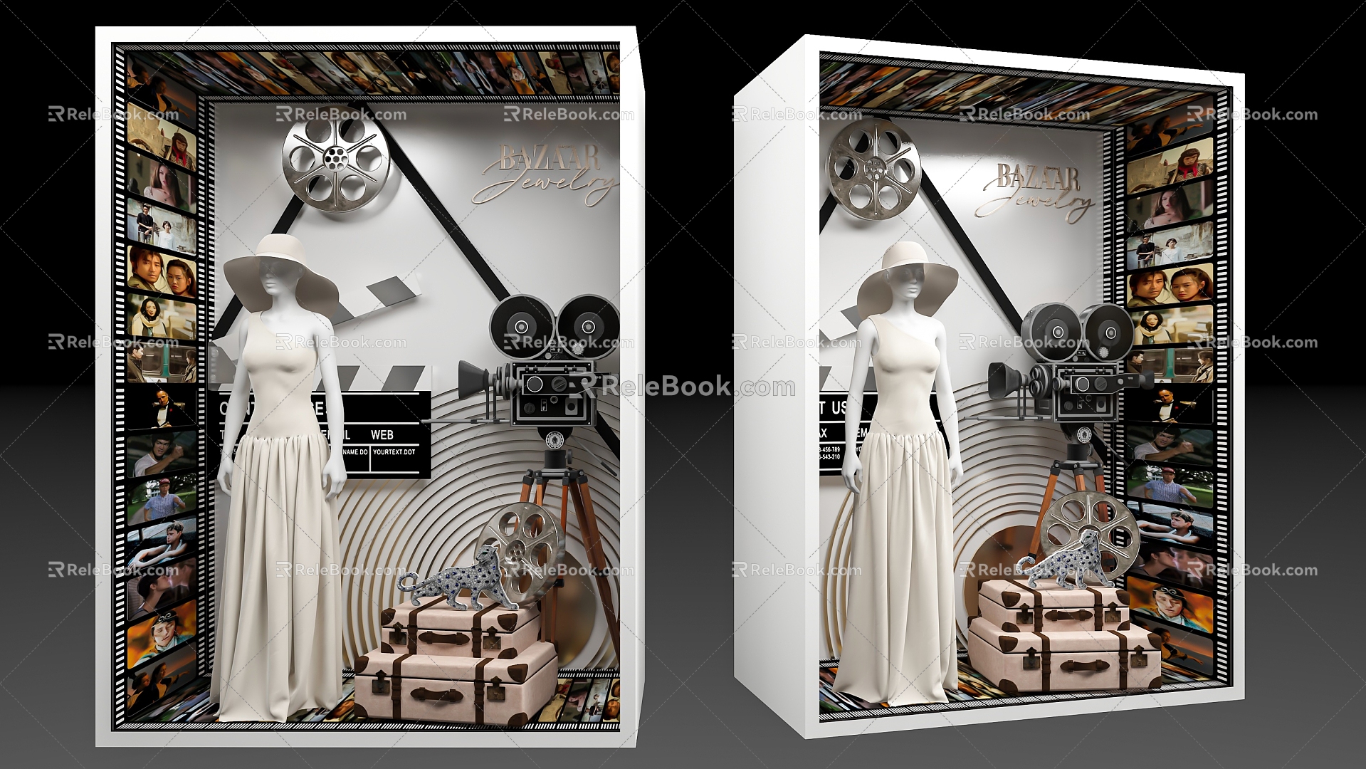 Shop Window Modern Shop Window Mei Chen Film Film Video Recorder Film Trash Cassette Model 3d model