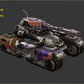 Futuristic Tank With Silver Red Purple Accents Mechanical Cannon And Tracks