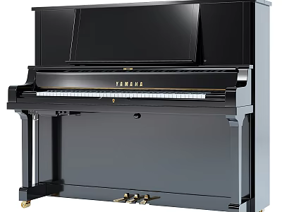 Premium Musical Instruments and Art Supplies Featuring Black Upright Piano and Painting Tools 3d model