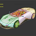 Silver Convertible Sports Car with Orange Seats and Sleek Aerodynamic Design