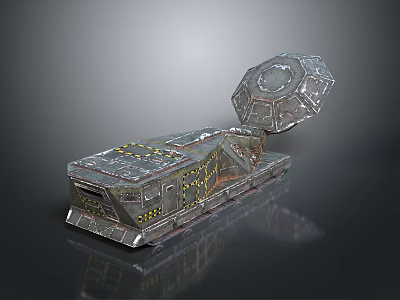 Futuristic Water Vehicle with Metallic Exterior and Geometric Design Structure 3d model
