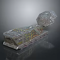 Futuristic Water Vehicle with Metallic Exterior and Geometric Design Structure