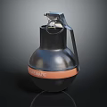 Black Hand Grenade Featuring Orange Band And GRENADE Marking On Dark Background